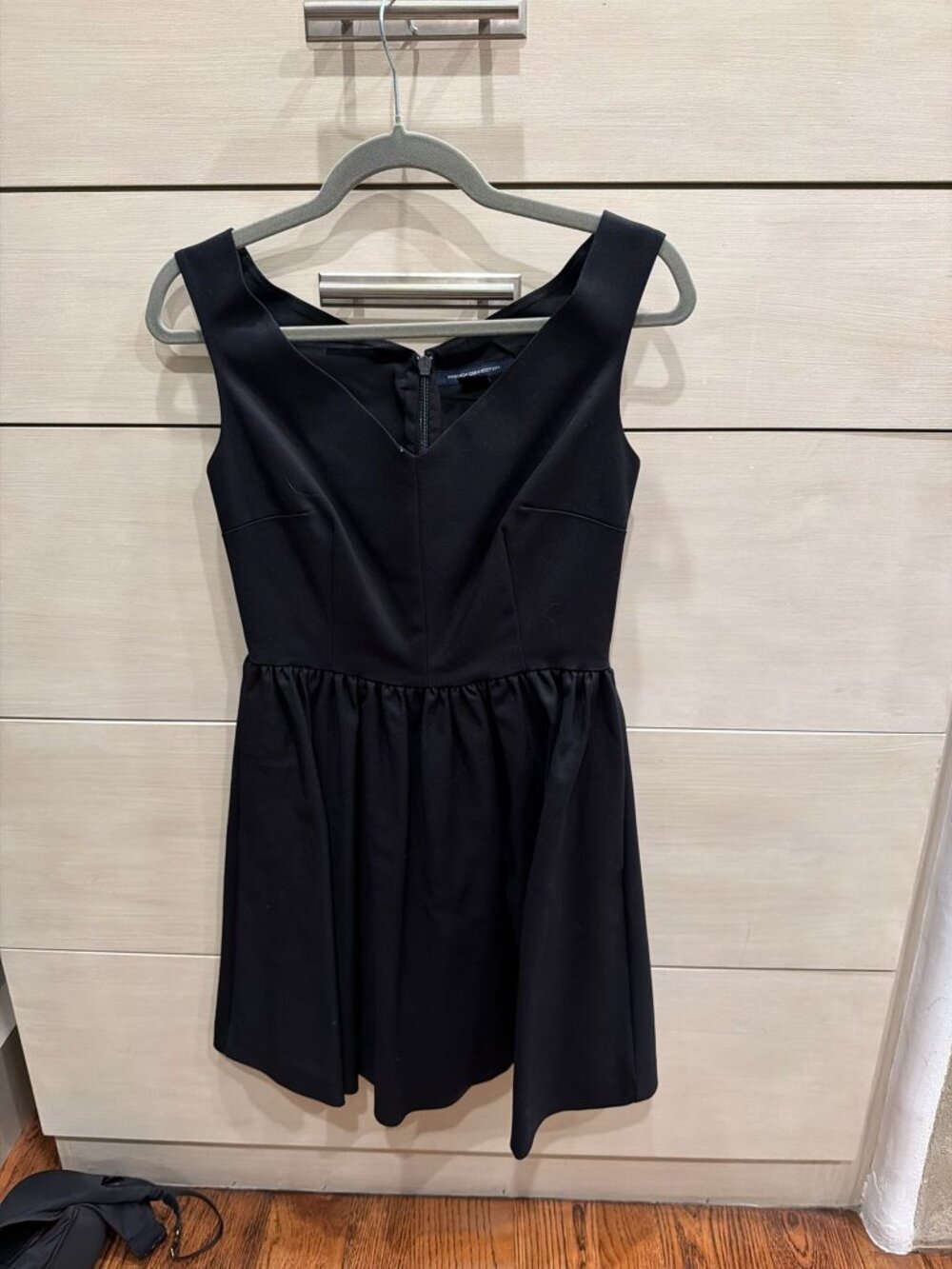 French Connection: Premiere Collection black satin sleeveless dress - size 6